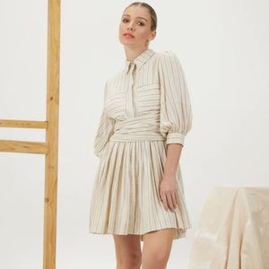 Mon Renn Beau Stripe Mini Dress in Alibaster Stripe NWT
